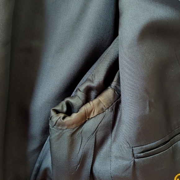 Pierre Cardin 80's Vintage Union Made Herringbone Woven Blazer Jacket Navy 42R - Picture 11 of 16